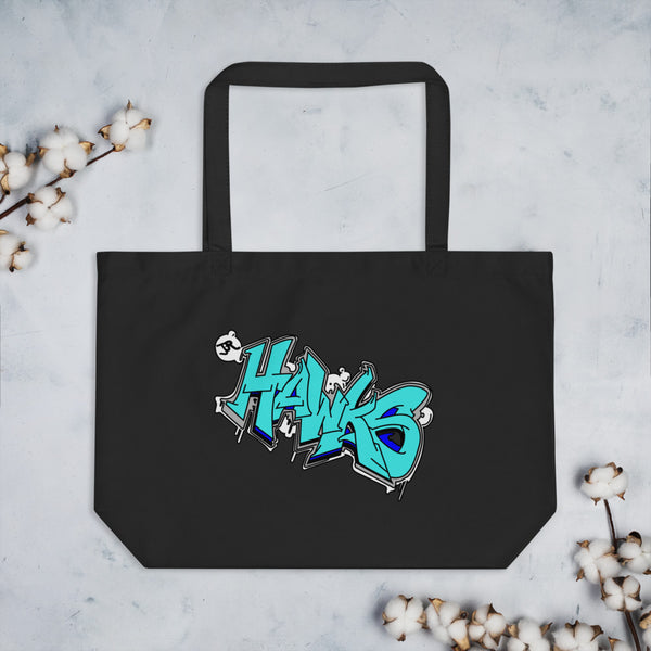 "Jr Hawks Graffiti" Large Organic Tote Bag - [product_type} - RLH Design Group